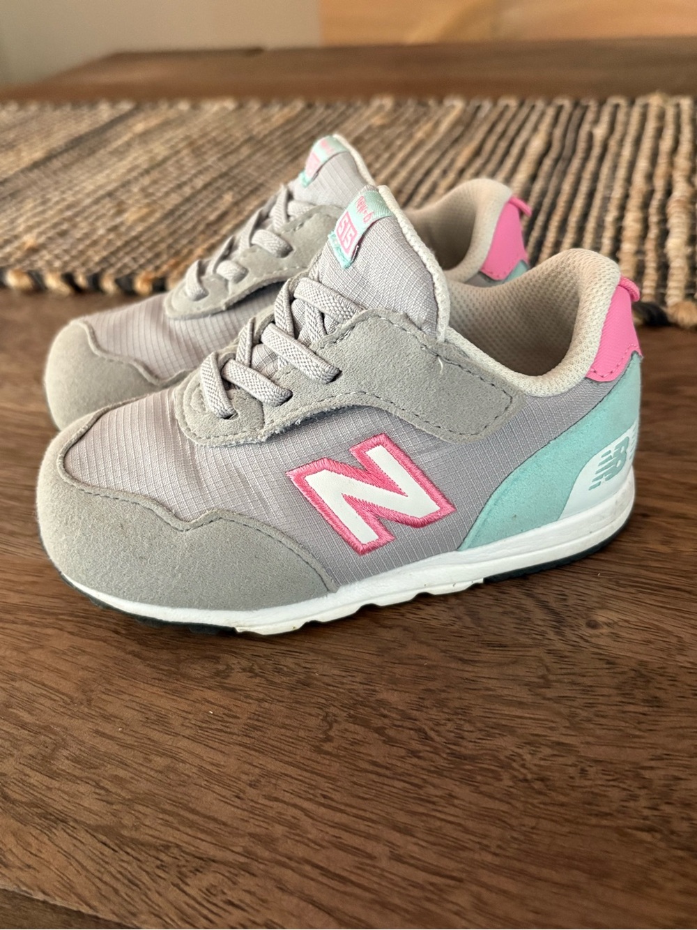 New Balance new-b 515 6.5 wide toddler pink teal gray white sneakers tennis shoe